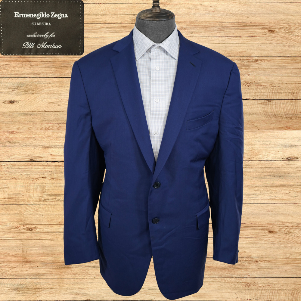 Ermenegildo Zegna Su Misura Trofeo Suit Jacket Mens 48R Blue 100% Wool Swiss